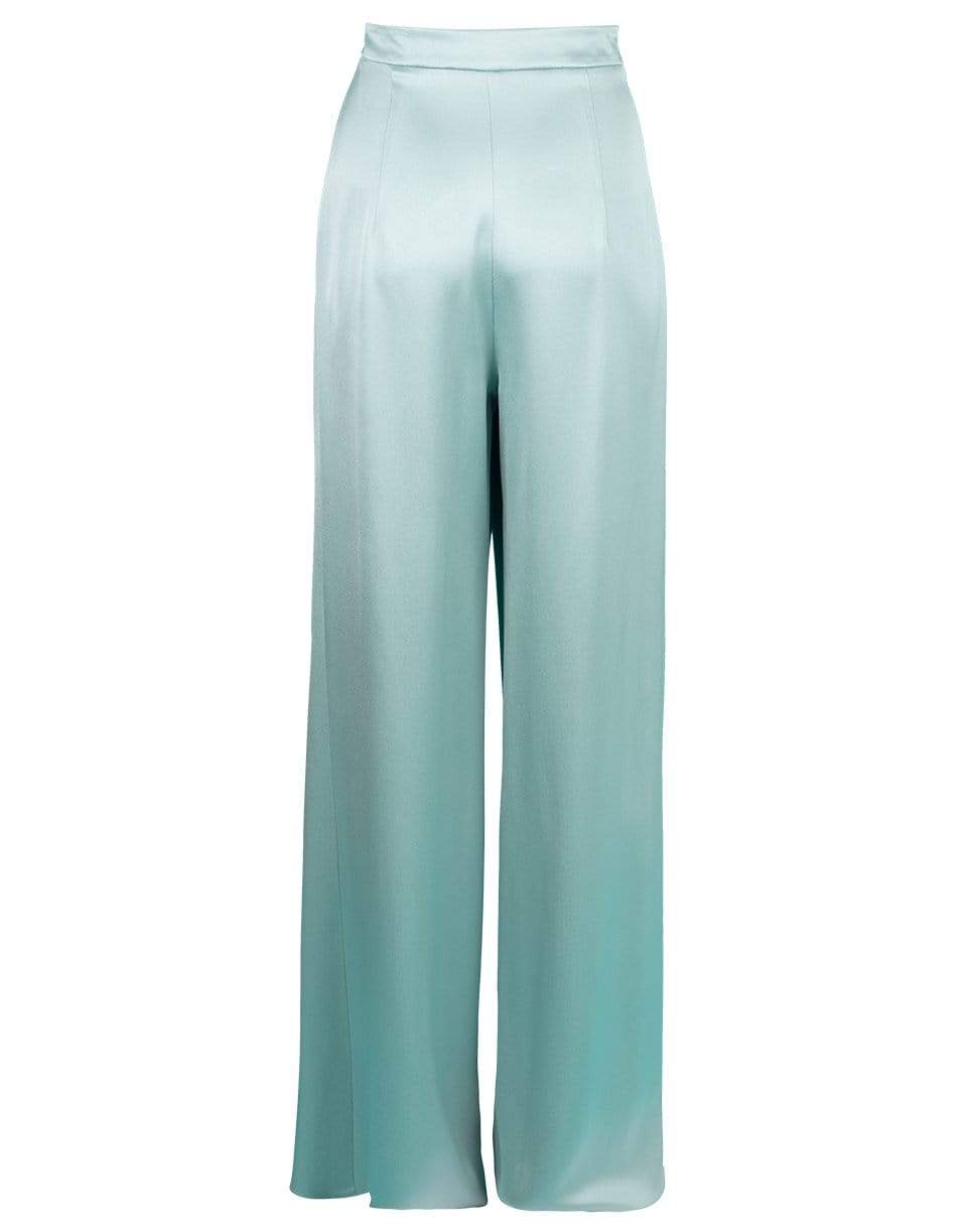 CUSHNIE-Sea Green High Waisted Wide Leg Pant-