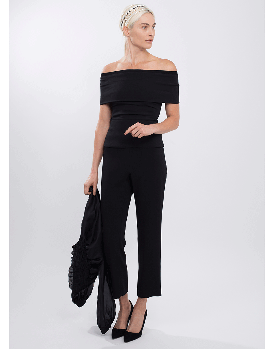 CUSHNIE-Off Shoulder Fitted Peplum Top-