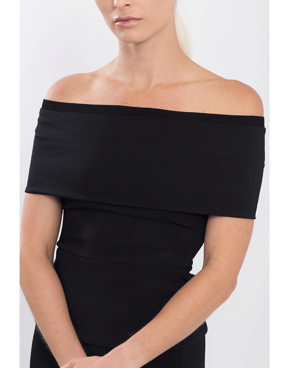 CUSHNIE-Off Shoulder Fitted Peplum Top-
