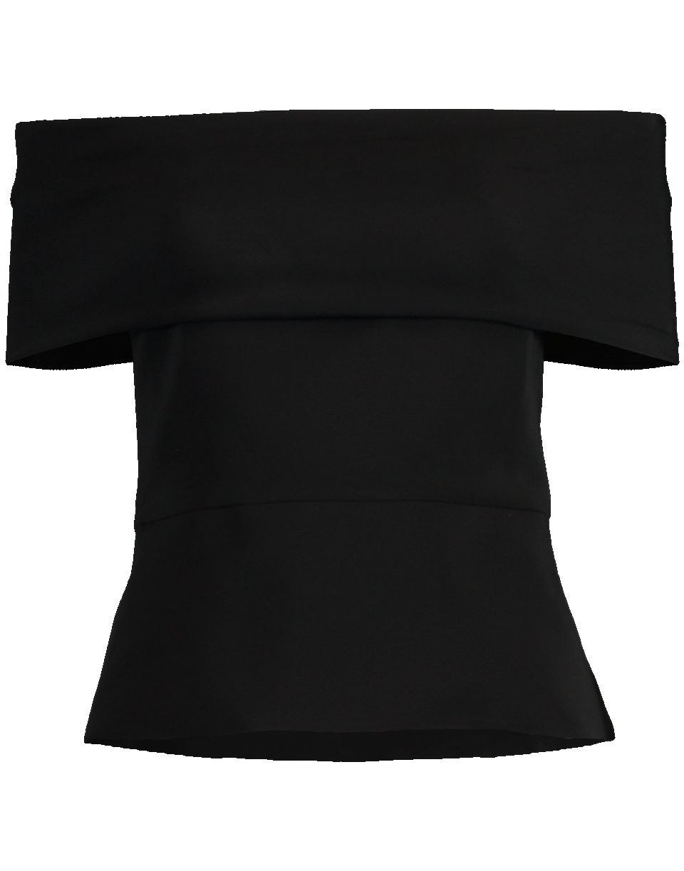 CUSHNIE-Off Shoulder Fitted Peplum Top-