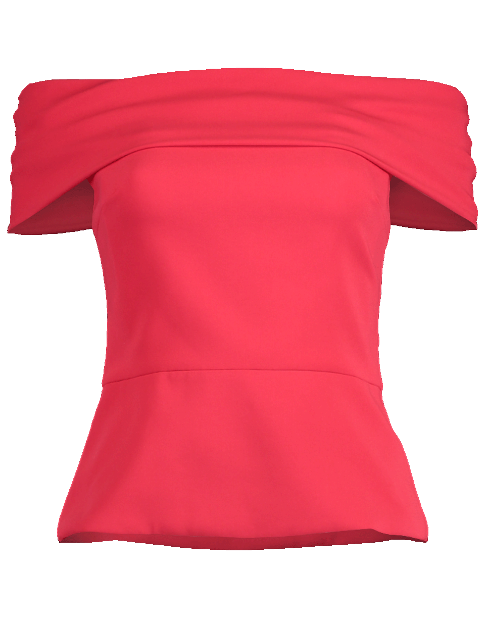 CUSHNIE-Off Shoulder Fitted Peplum Top-