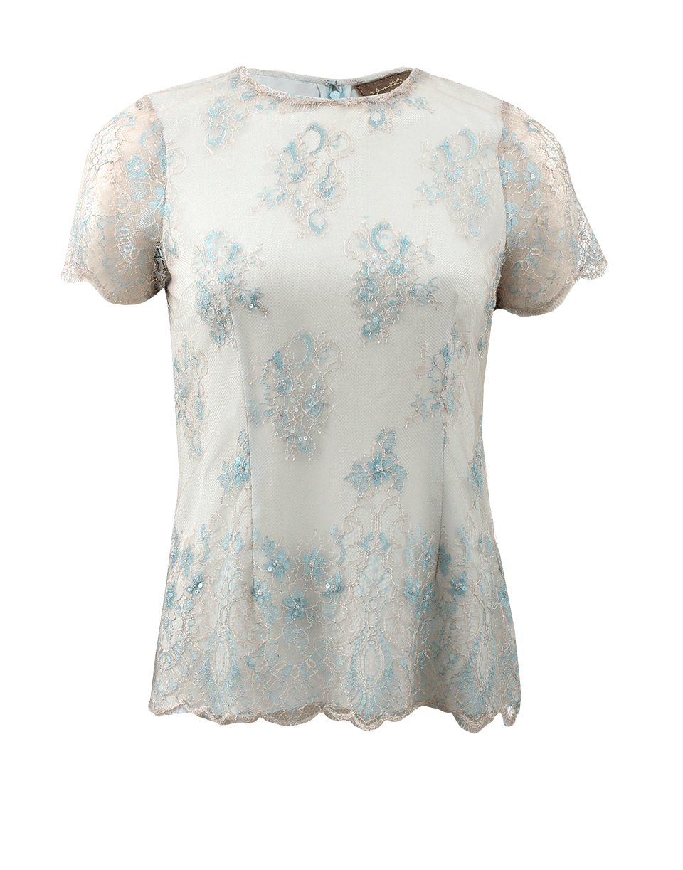 CYNTHIA ROSE-Lace Back Zip Top-BGE/TEAL