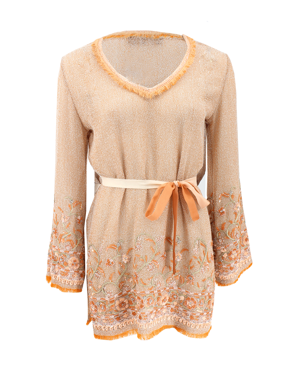 CYNTHIA ROSE-Beaded Heidi Gauze Tunic-SUNRISE