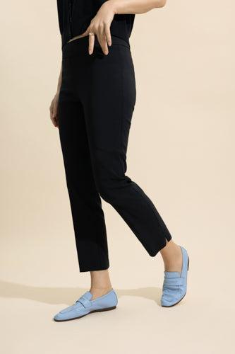 Brigitte Straight Leg Side Slit Pant-BLACK-0-CLOTHINGPANTSLIM FIT-AVENUE MONTAIGNE