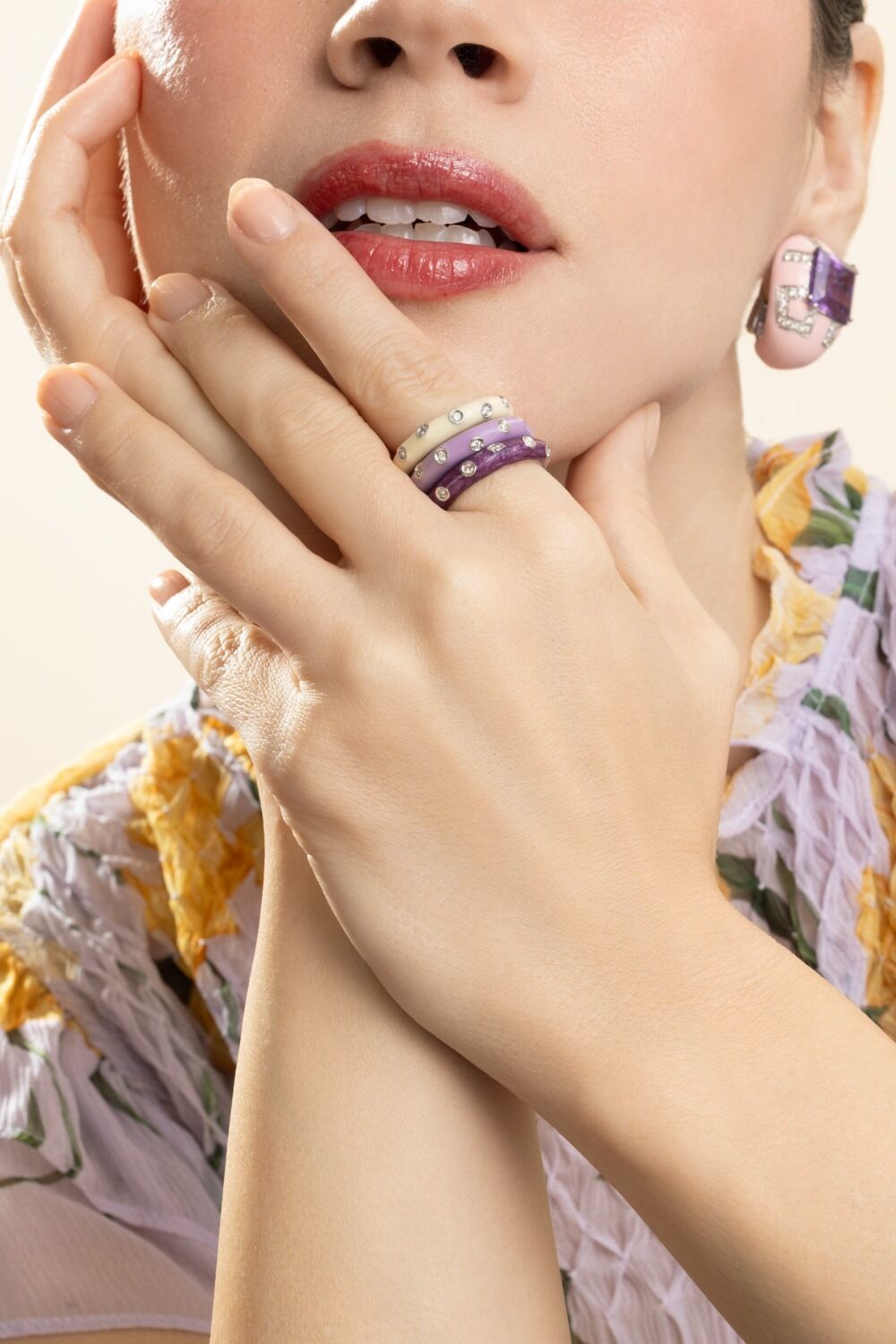 Diamond Dark Purple Band Ring-WHITE GOLD-6.75-JEWELRYFINE JEWELRING-ANDREOLI