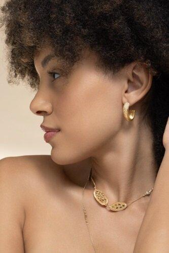 Diamond Scattered Hoop Earrings-YLWOLD-JEWELRYFINE JEWELEARRING-COOMI