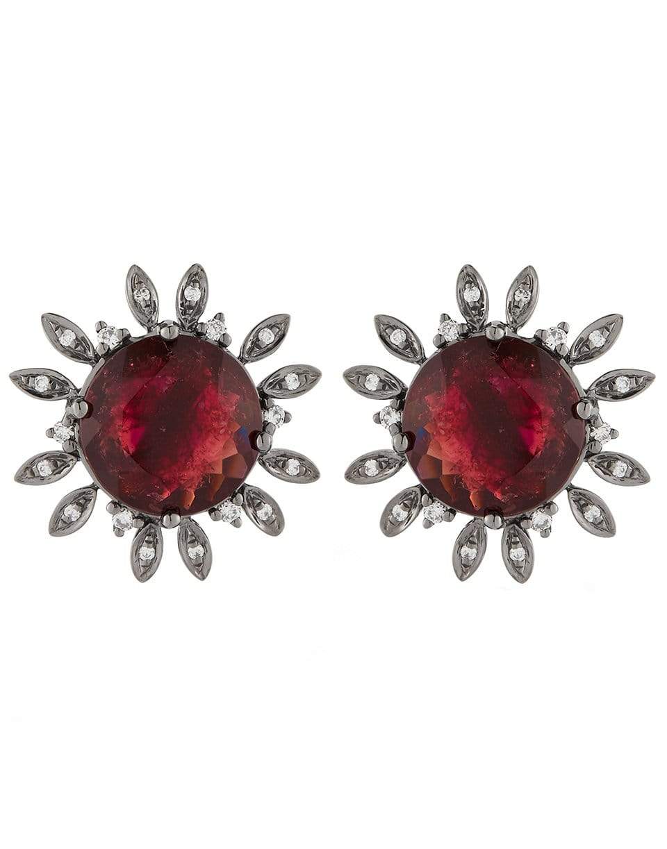 DANA REBECCA DESIGNS-Tourmaline and Diamond Fringe Studs-WHITE GOLD