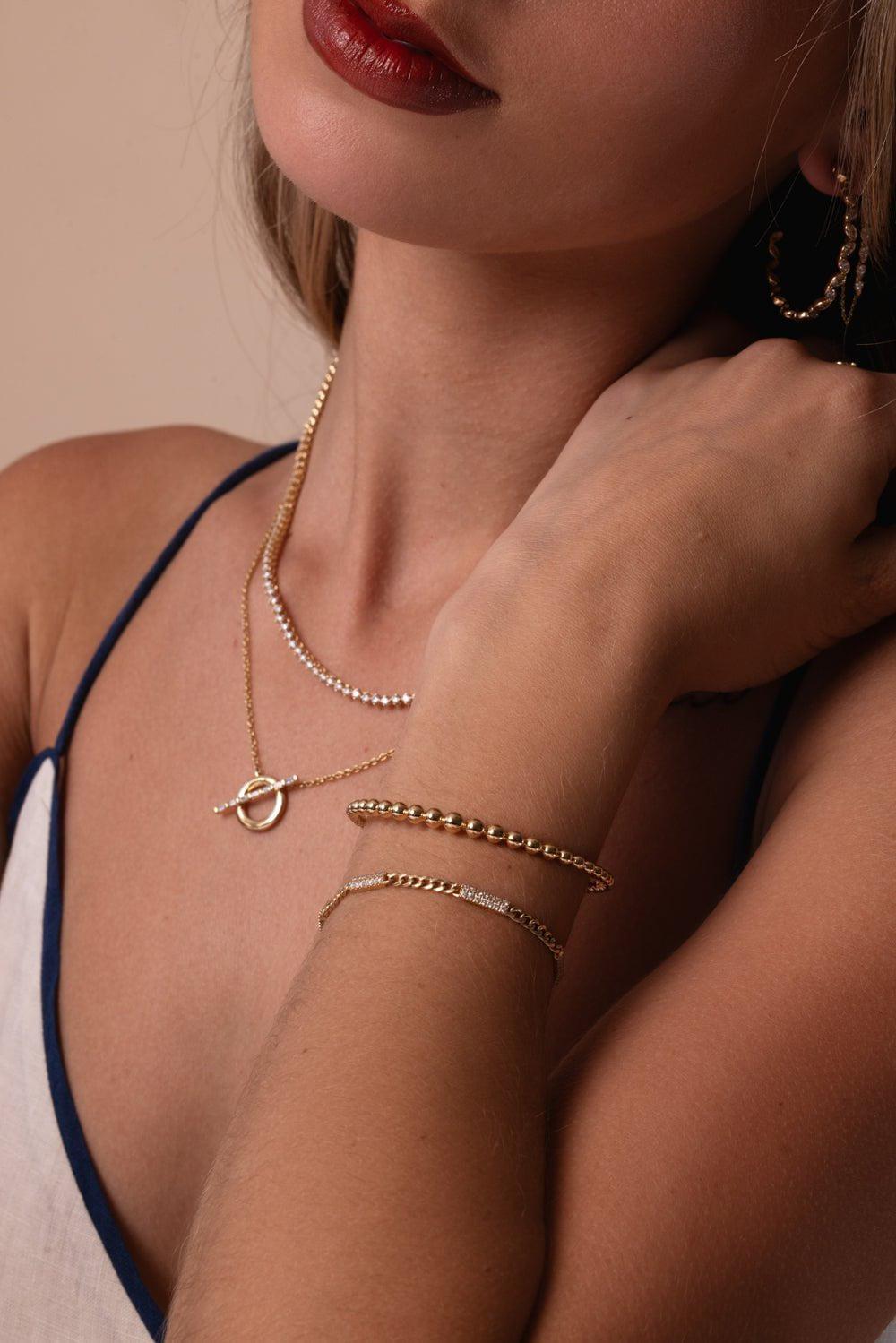 DANA REBECCA DESIGNS-Sylvie Rose Cuban Chain Bar Bracelet-YELLOW GOLD