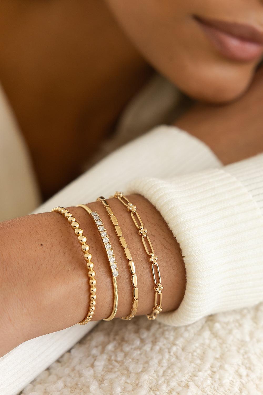 Poppy Rae Pebble Link Bracelet-YELLOW GOLD-7-JEWELRYFINE JEWELBRACELET O-DANA REBECCA DESIGNS