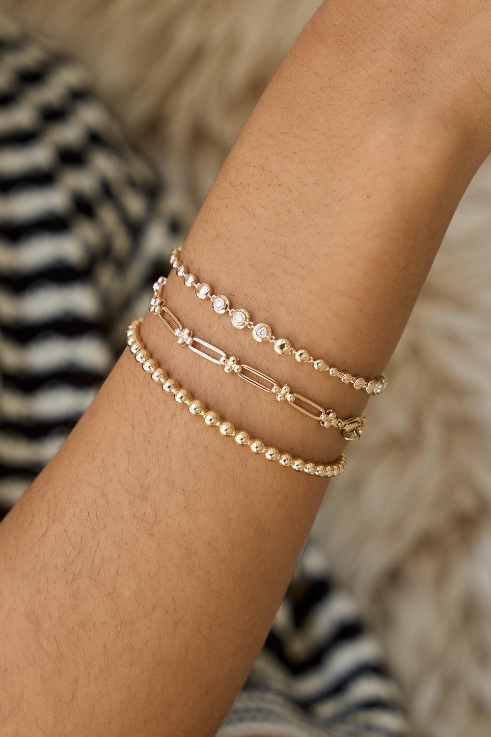 Poppy Rae Pebble Link Bracelet-YELLOW GOLD-7-JEWELRYFINE JEWELBRACELET O-DANA REBECCA DESIGNS