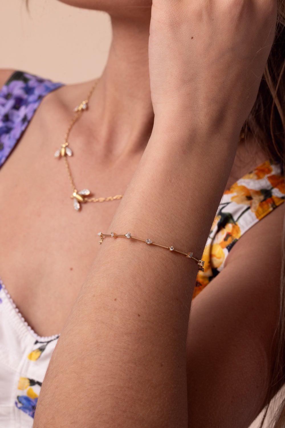 DANA REBECCA DESIGNS-Alexa Jordyn Multi-Shape Tennis Bracelet-YELLOW GOLD
