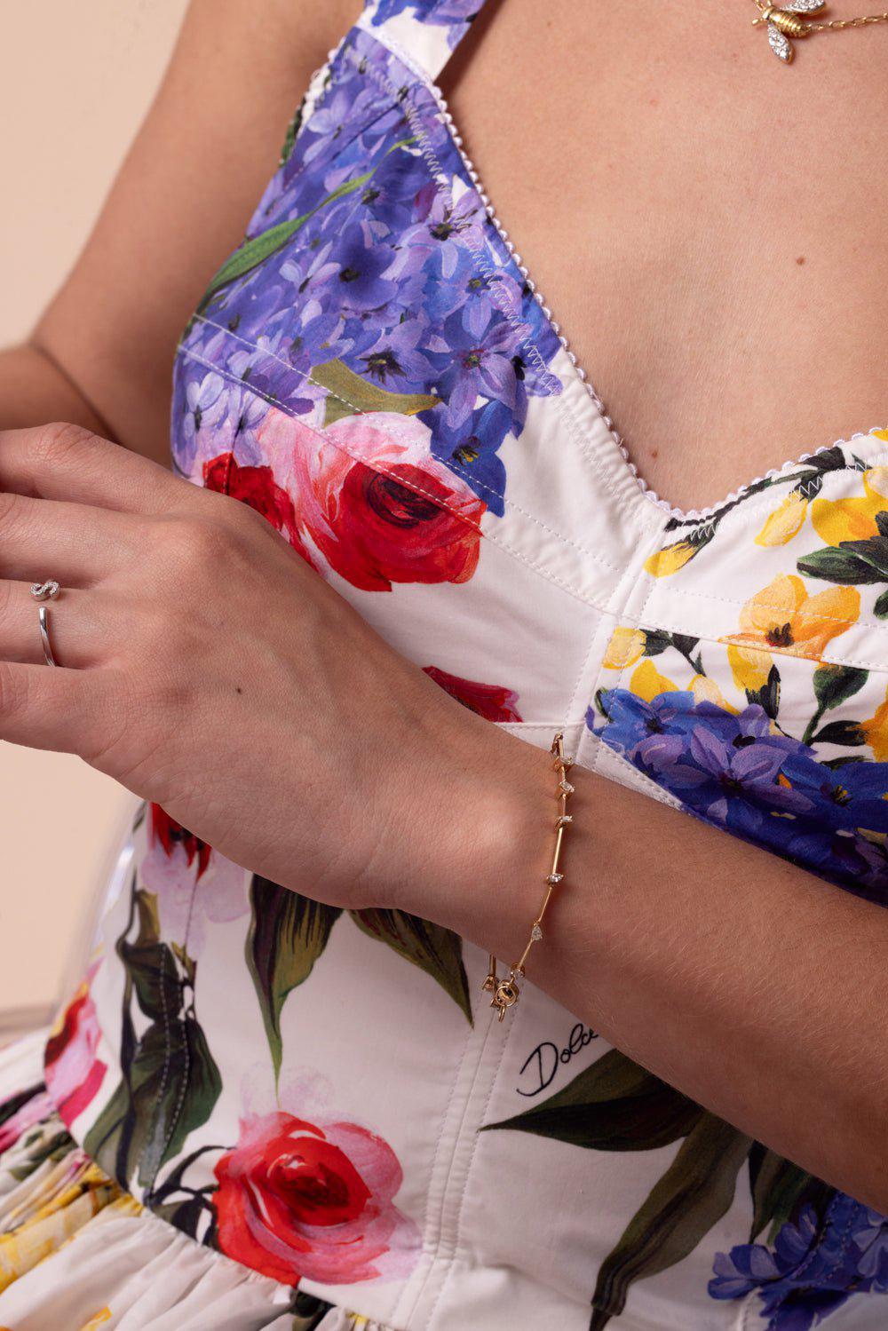 DANA REBECCA DESIGNS-Alexa Jordyn Multi-Shape Tennis Bracelet-YELLOW GOLD