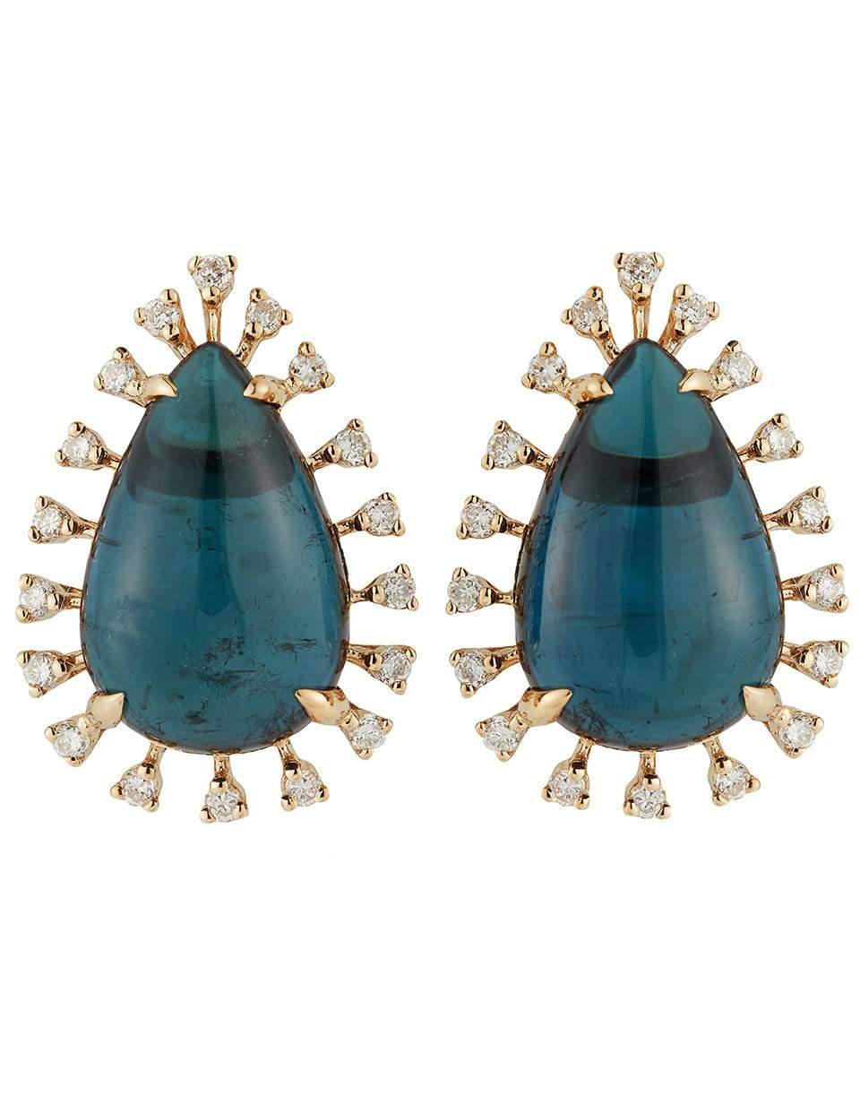 DANA REBECCA DESIGNS-Teardrop Tourmaline and Diamond Studs-YELLOW GOLD