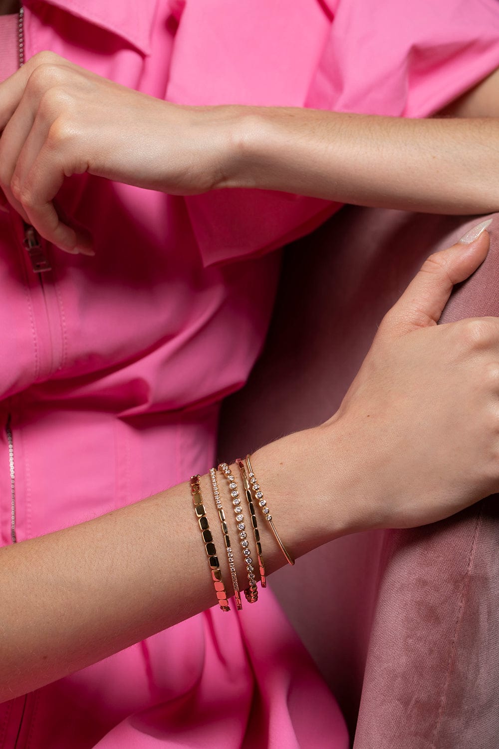 DANA REBECCA DESIGNS-Yellow Gold Lulu Jack Large Bezel Tennis Bracelet-YELLOW GOLD