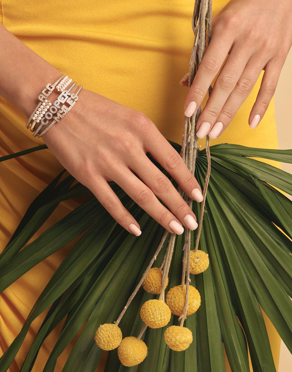 DANA REBECCA DESIGNS-Pearl Ivy Hinged Cuff Bracelet-YELLOW GOLD