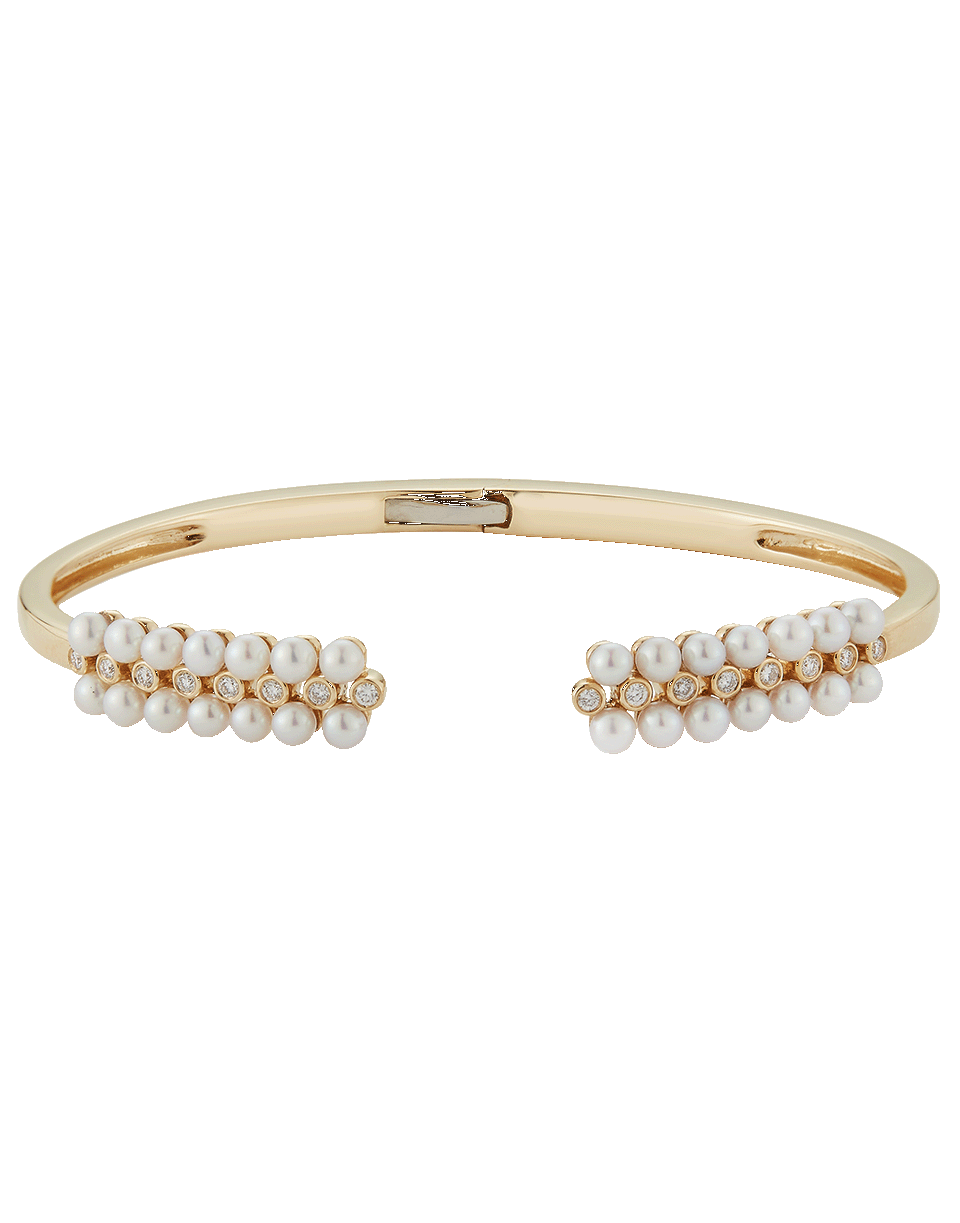DANA REBECCA DESIGNS-Pearl Ivy Hinged Cuff Bracelet-YELLOW GOLD