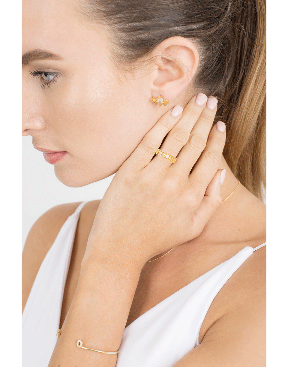 DANA REBECCA DESIGNS-X And O Diamond Initial Cuff-YELLOW GOLD