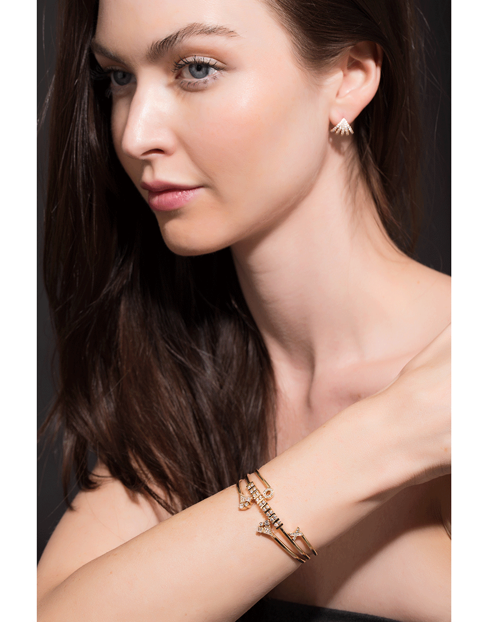 DANA REBECCA DESIGNS-X And O Diamond Initial Cuff-YELLOW GOLD
