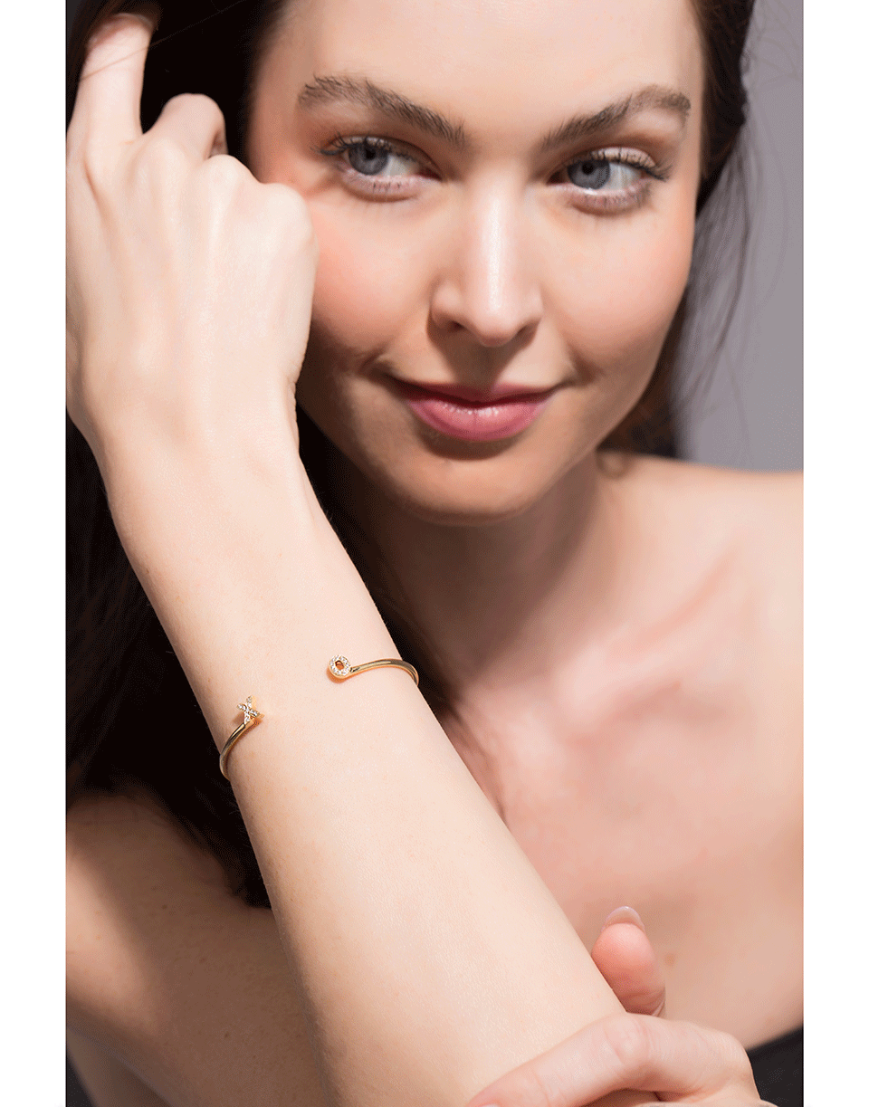 DANA REBECCA DESIGNS-X And O Diamond Initial Cuff-YELLOW GOLD