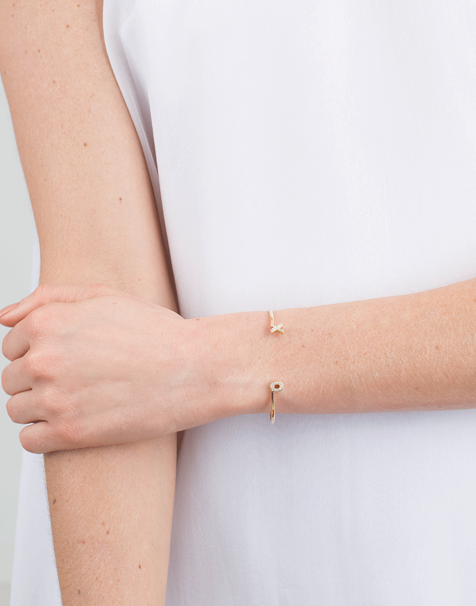 DANA REBECCA DESIGNS-X And O Diamond Initial Cuff-YELLOW GOLD