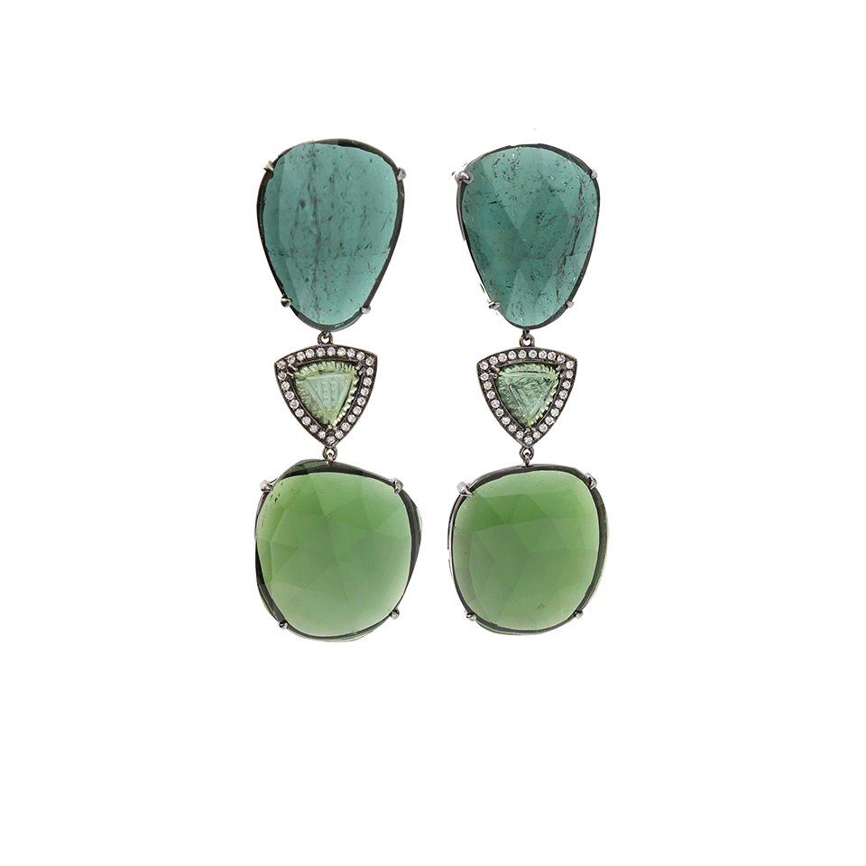 DANA REBECCA DESIGNS-Courtney Lauren Green Tourmaline Earrings-BLACK GOLD