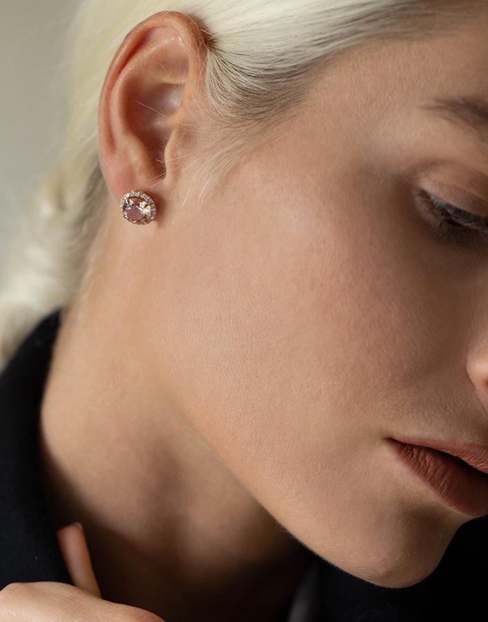 DANA REBECCA DESIGNS-Anna Beth Morganite and Diamond Studs-ROSE GOLD