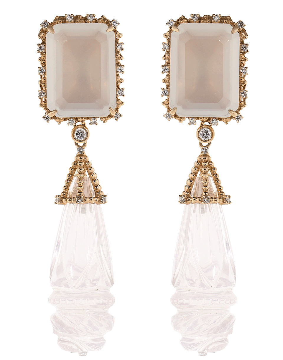 DANA REBECCA DESIGNS-Carved Rose Quartz Drop Earrings-ROSE GOLD