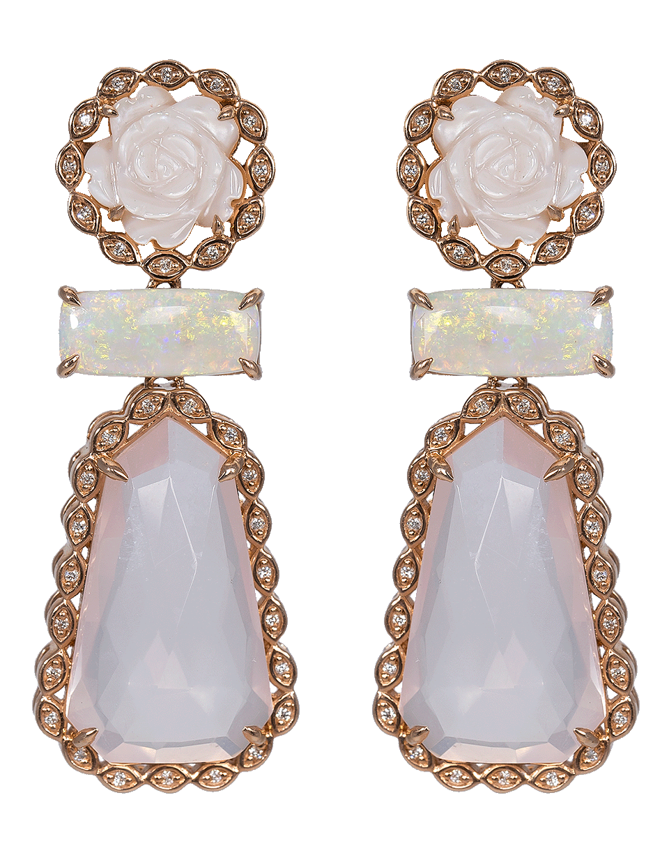 DANA REBECCA DESIGNS-Courtney Lauren Pink Quartz And Opal Earrings-ROSE GOLD