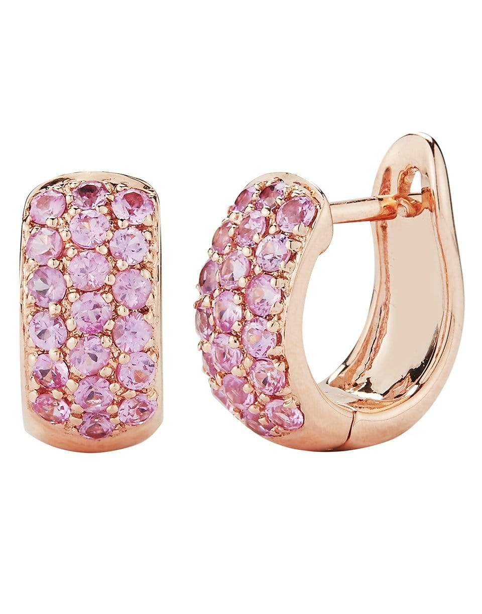 DANA REBECCA DESIGNS-Large DRD Pink Sapphire Huggies-ROSE GOLD