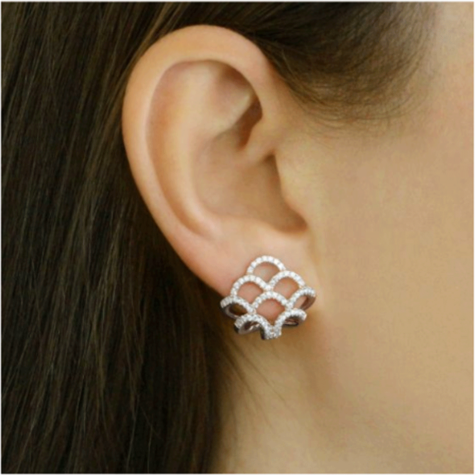 DANA REBECCA DESIGNS-Lori Page Diamond Pave Huggie Earrings-ROSE GOLD