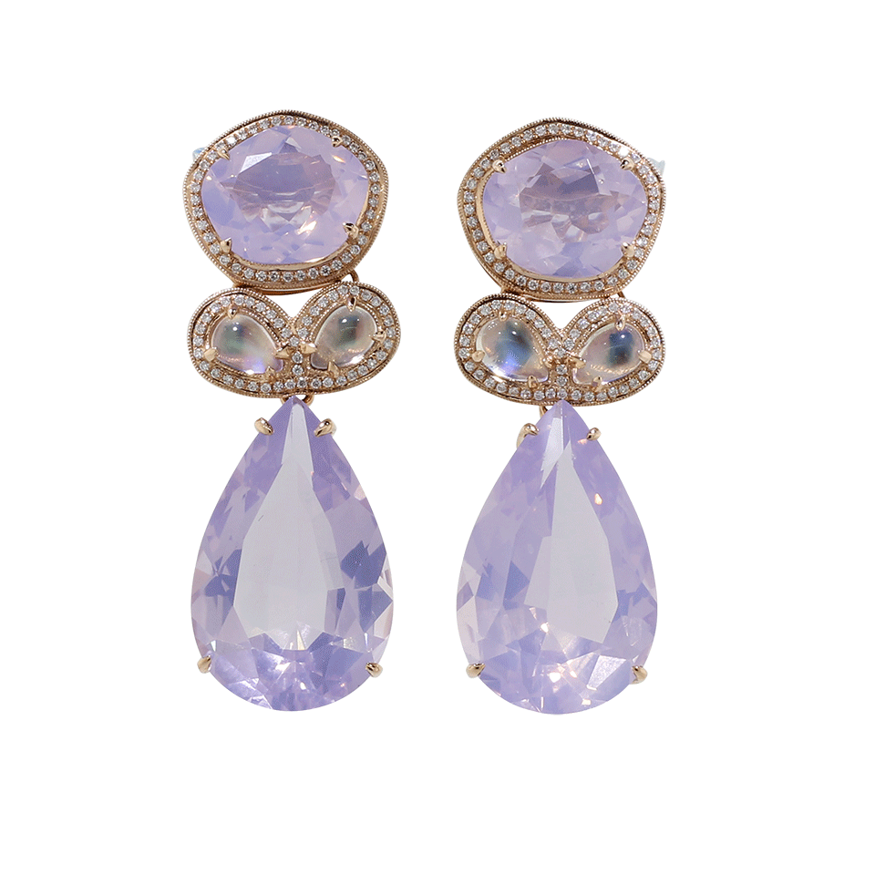 DANA REBECCA DESIGNS-One Of A Kind Lavendar Quartz Earrings-ROSE GOLD