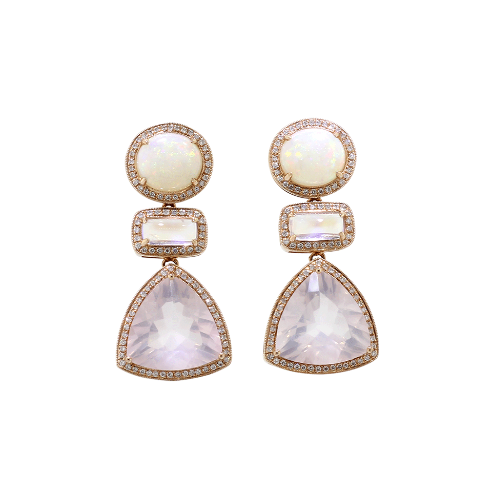 DANA REBECCA DESIGNS-One Of A Kind White Opal And Diamond Earrings-ROSE GOLD