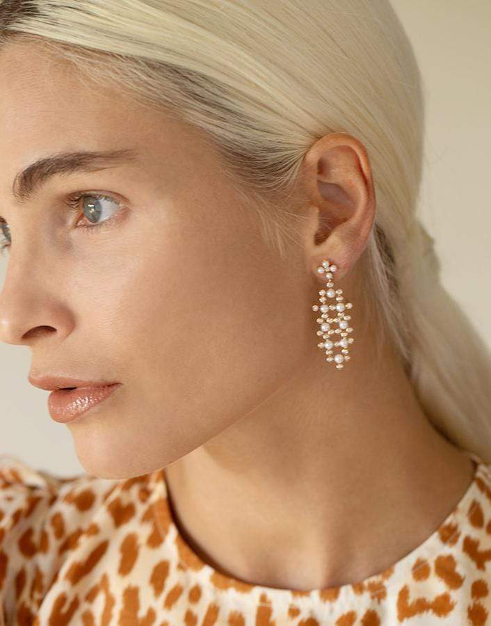 DANA REBECCA DESIGNS-Pearl Ivy Drop Earrings-ROSE GOLD