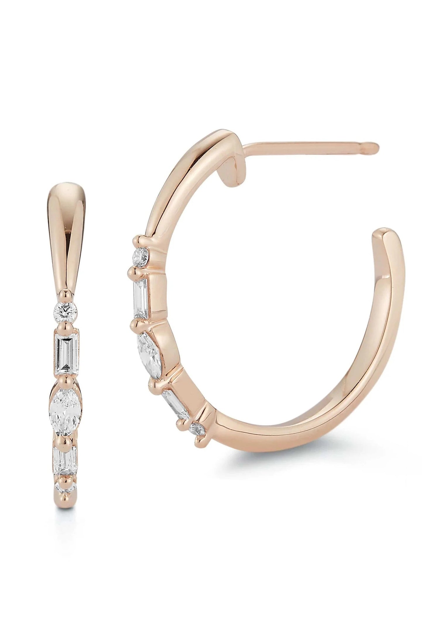 DANA REBECCA DESIGNS-Rose Gold Alexa Jordyn Marquise Diamond Hoops-ROSE GOLD