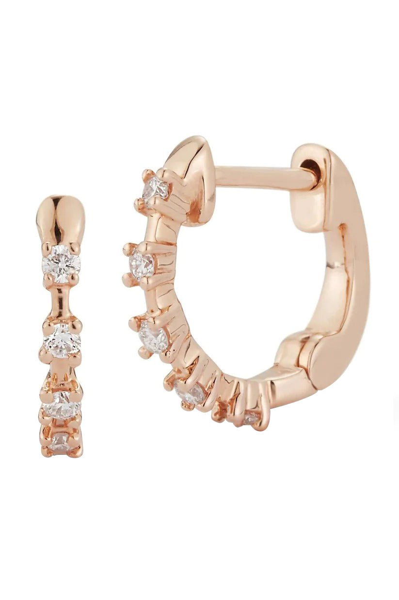 DANA REBECCA DESIGNS-Rose Gold Ava Bea Diamond Mini Huggies-ROSE GOLD