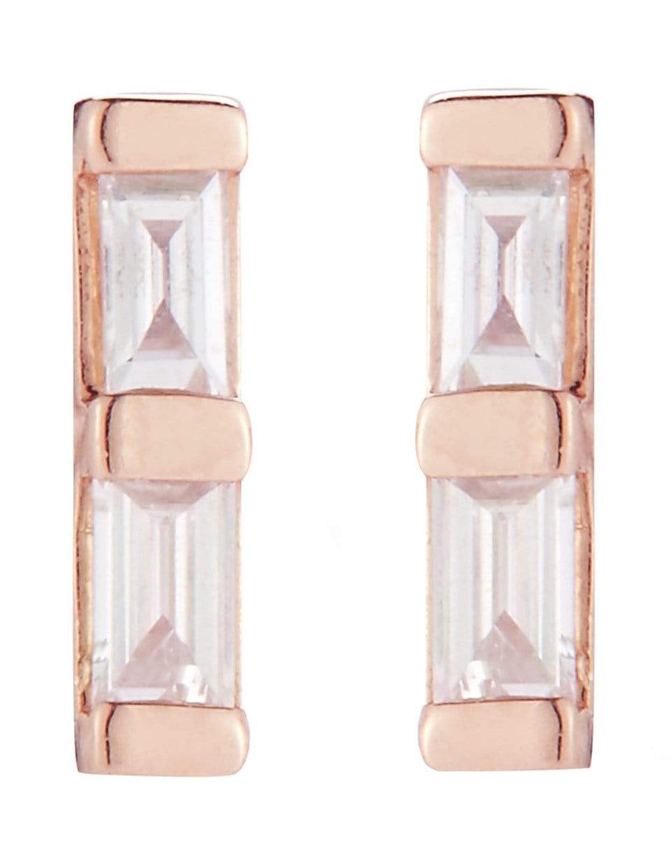 DANA REBECCA DESIGNS-Sadie Pearl Double Baguette Studs-ROSE GOLD
