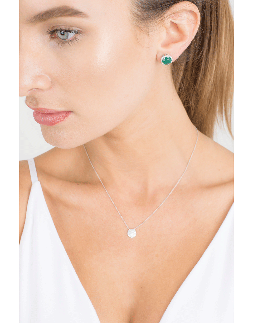 DANA REBECCA DESIGNS-Anna Beth Green Onyx Stud Earrings-WHITE GOLD