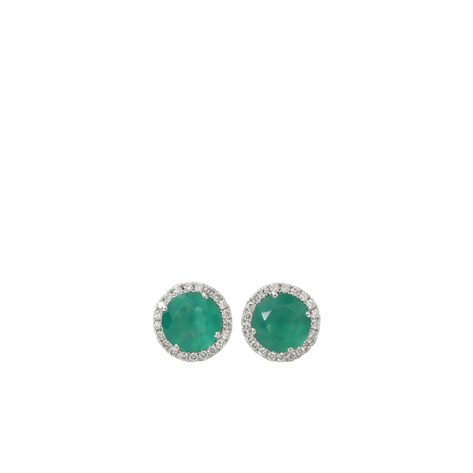 DANA REBECCA DESIGNS-Anna Beth Green Onyx Stud Earrings-WHITE GOLD
