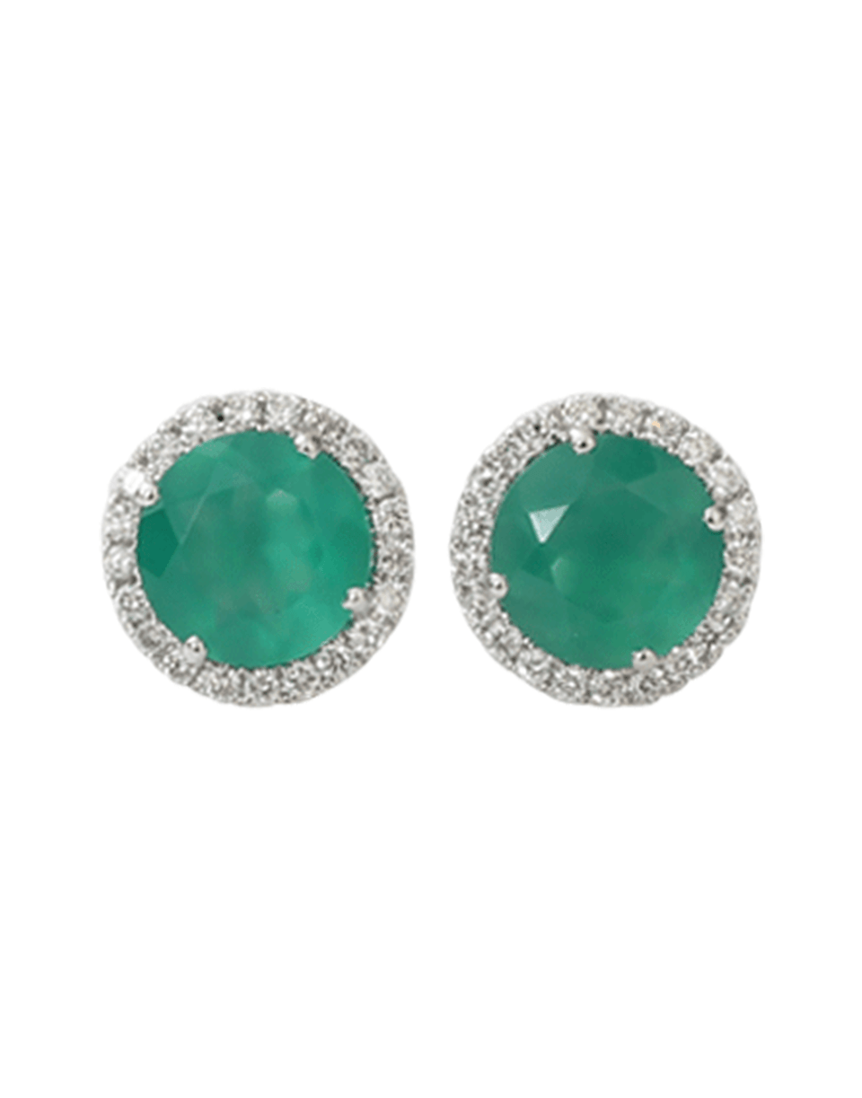 DANA REBECCA DESIGNS-Anna Beth Green Onyx Stud Earrings-WHITE GOLD