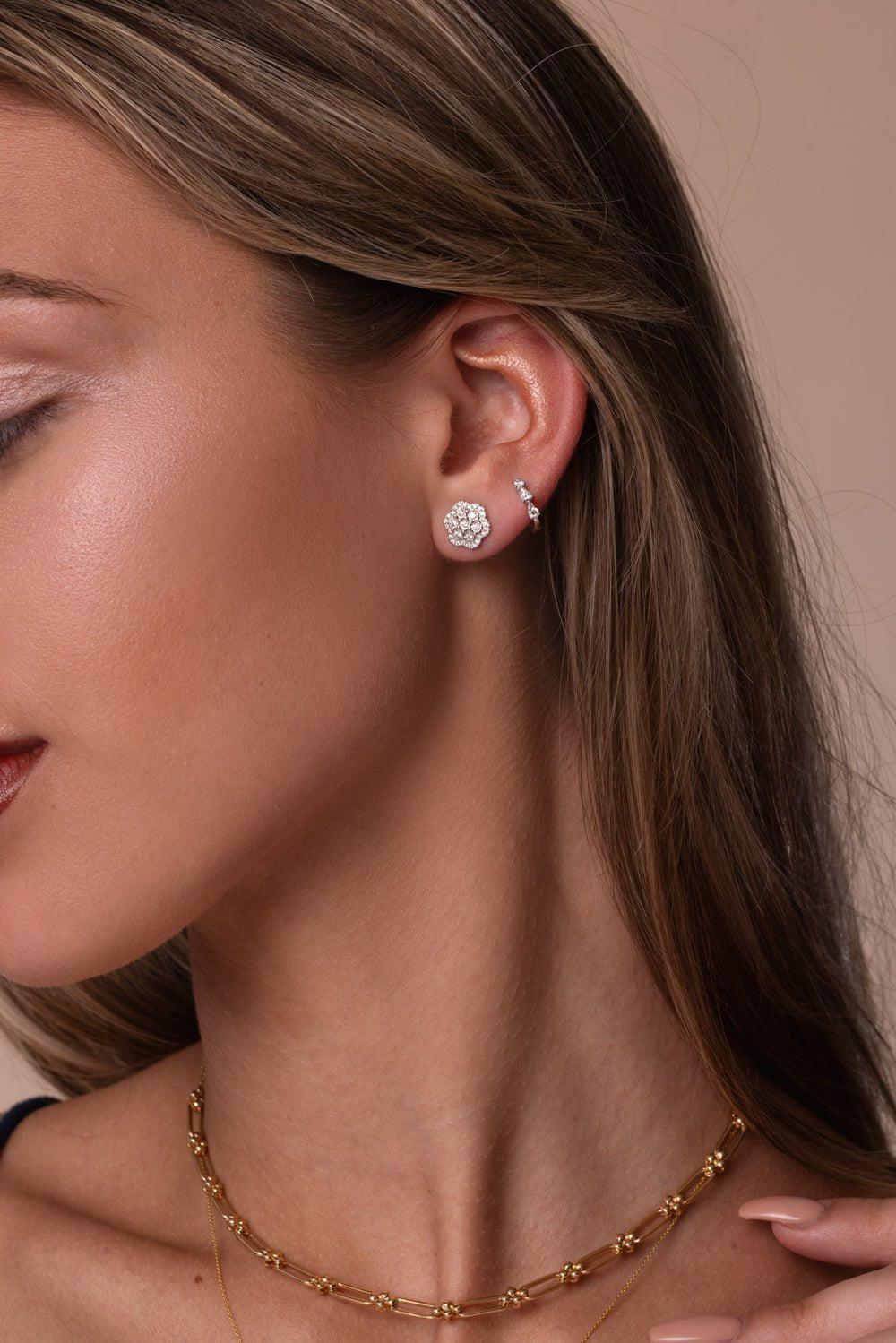 DANA REBECCA DESIGNS-Ava Bea Flower Stud Earrings - Yellow Gold-WHITE GOLD