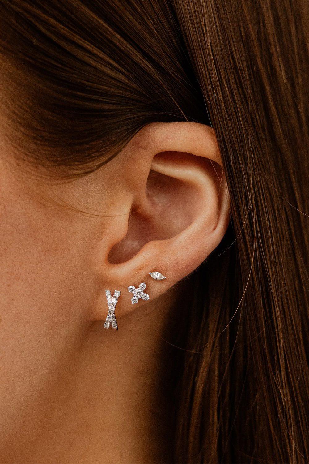 DANA REBECCA DESIGNS-Ava Bea X Single Stud Earring-WHITE GOLD