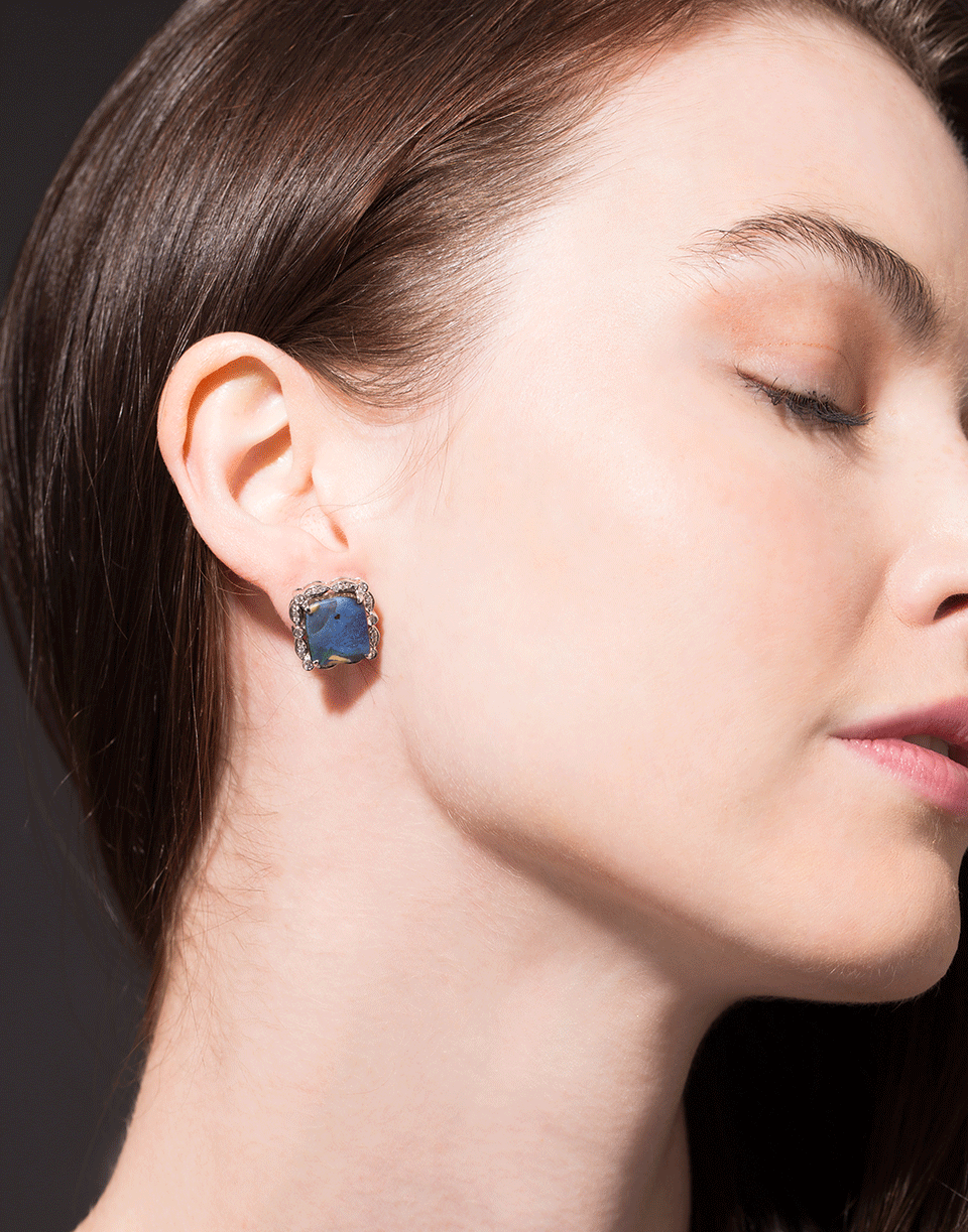 DANA REBECCA DESIGNS-Courtney Lauren Boulder Stud Earrings-WHITE GOLD