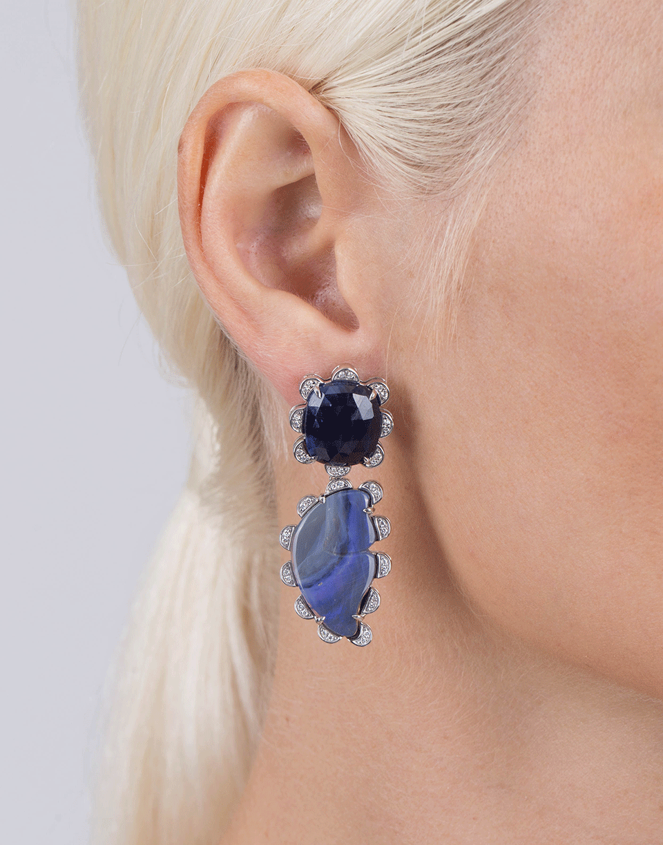 DANA REBECCA DESIGNS-Courtney Lauren Sapphire Earrings-WHITE GOLD