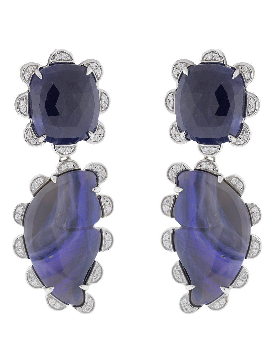 DANA REBECCA DESIGNS-Courtney Lauren Sapphire Earrings-WHITE GOLD