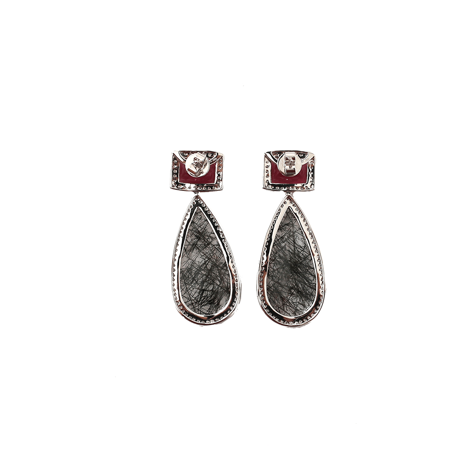 DANA REBECCA DESIGNS-Courtney Lauren Tourmaline And Quartz Earrings-WHITE GOLD