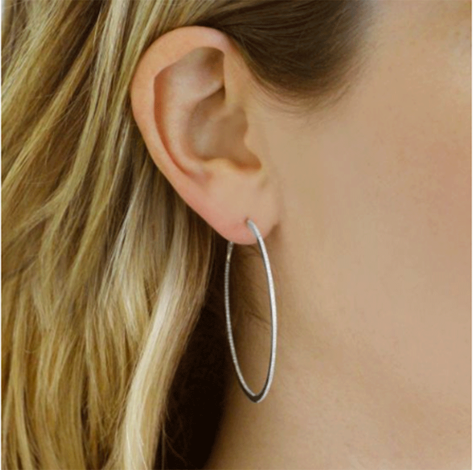 DANA REBECCA DESIGNS-DRD Pave Diamond Hoops-WHITE GOLD