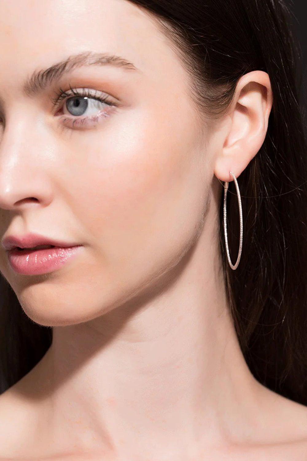 DANA REBECCA DESIGNS-DRD Pave Diamond Hoops-WHITE GOLD