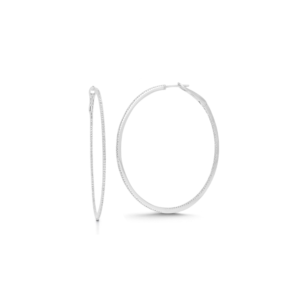 DANA REBECCA DESIGNS-DRD Pave Diamond Hoops-WHITE GOLD