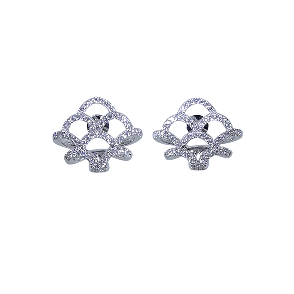 DANA REBECCA DESIGNS-Lori Page Diamond Huggie Earrings-WHITE GOLD