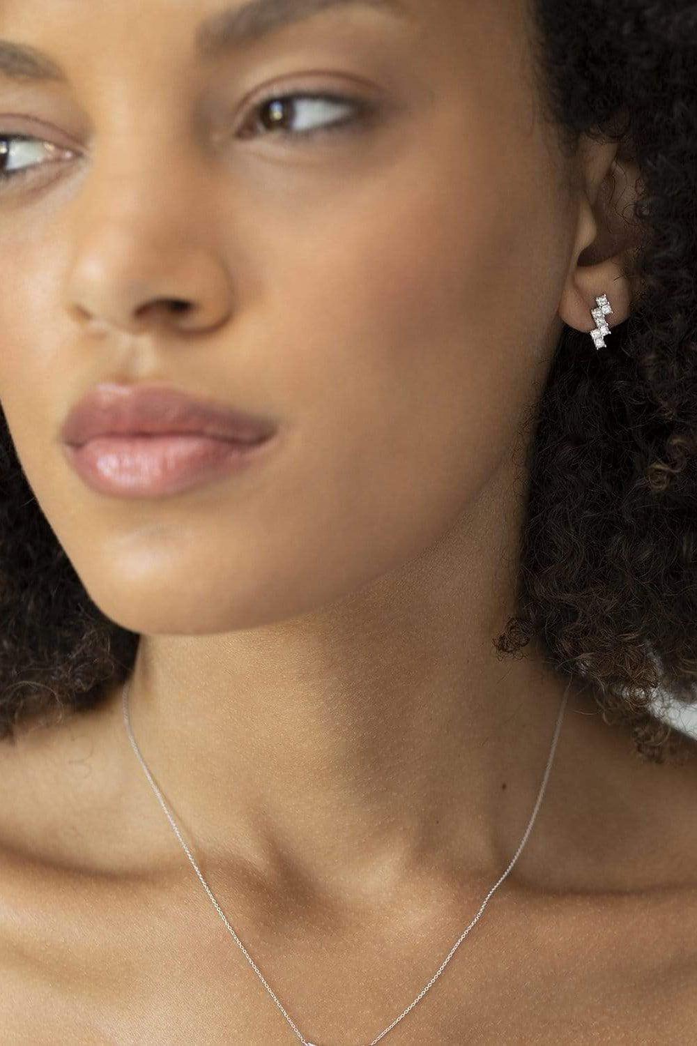 DANA REBECCA DESIGNS-Millie Ryan Stair Step Princess Cut Studs - White Gold-WHITE GOLD